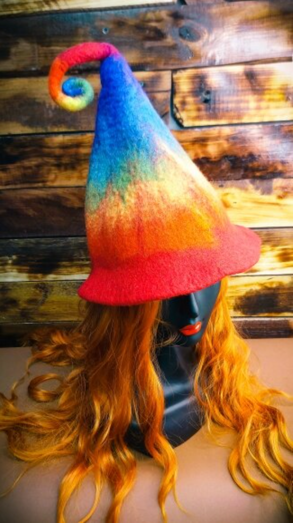 Rainbow Felt Witch Hat