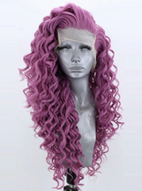 Ivy Long Curls Synthetic Hair Lace Front Wig (Green, Pink, Peach, Purple)