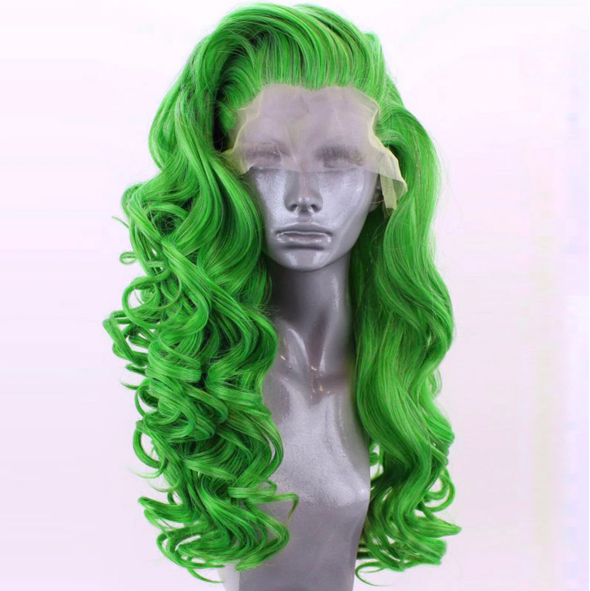 Ivy Long Curls Synthetic Hair Lace Front Wig (Green, Pink, Peach, Purple)