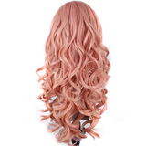Ivy Long Curls Synthetic Hair Lace Front Wig (Green, Pink, Peach, Purple)