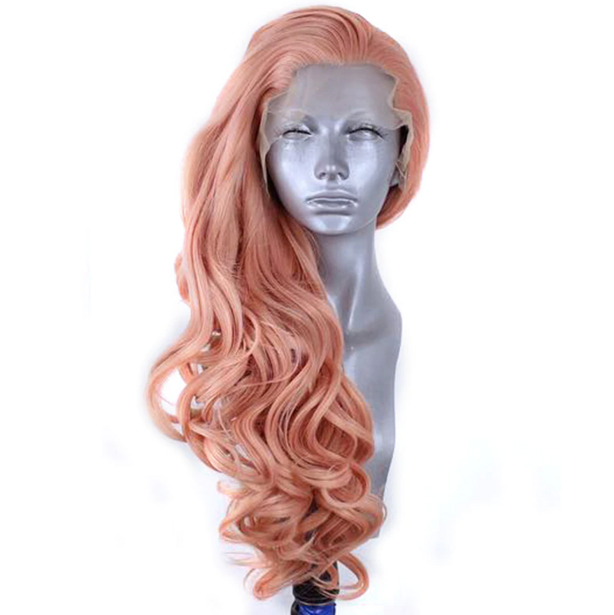 Ivy Long Curls Synthetic Hair Lace Front Wig (Green, Pink, Peach, Purple)