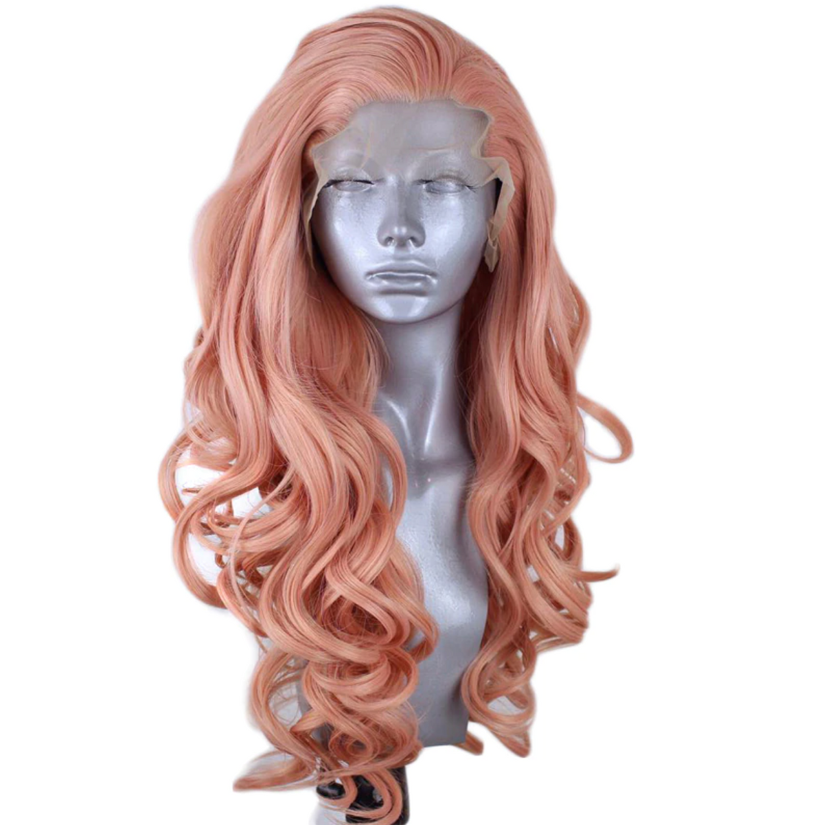 Ivy Long Curls Synthetic Hair Lace Front Wig (Green, Pink, Peach, Purple)