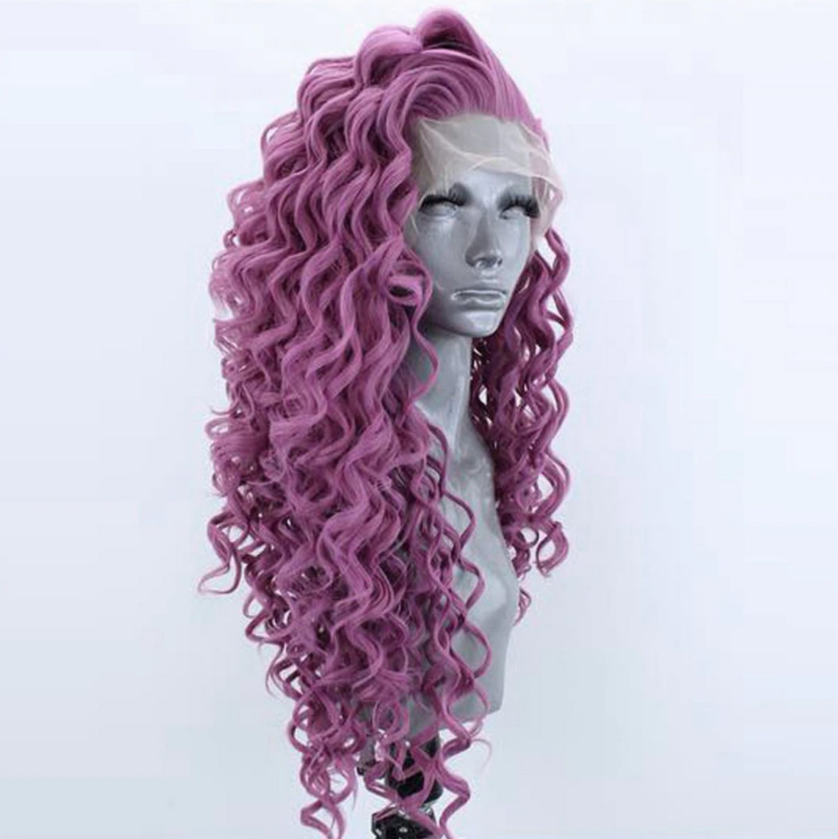Ivy Long Curls Synthetic Hair Lace Front Wig (Green, Pink, Peach, Purple)