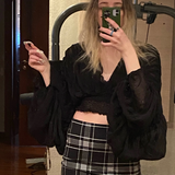 Mega Sleeves Chiffon Midriff Blouse