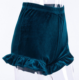 Velvet Short Shorts - Ruffle Trim Mini Shorts