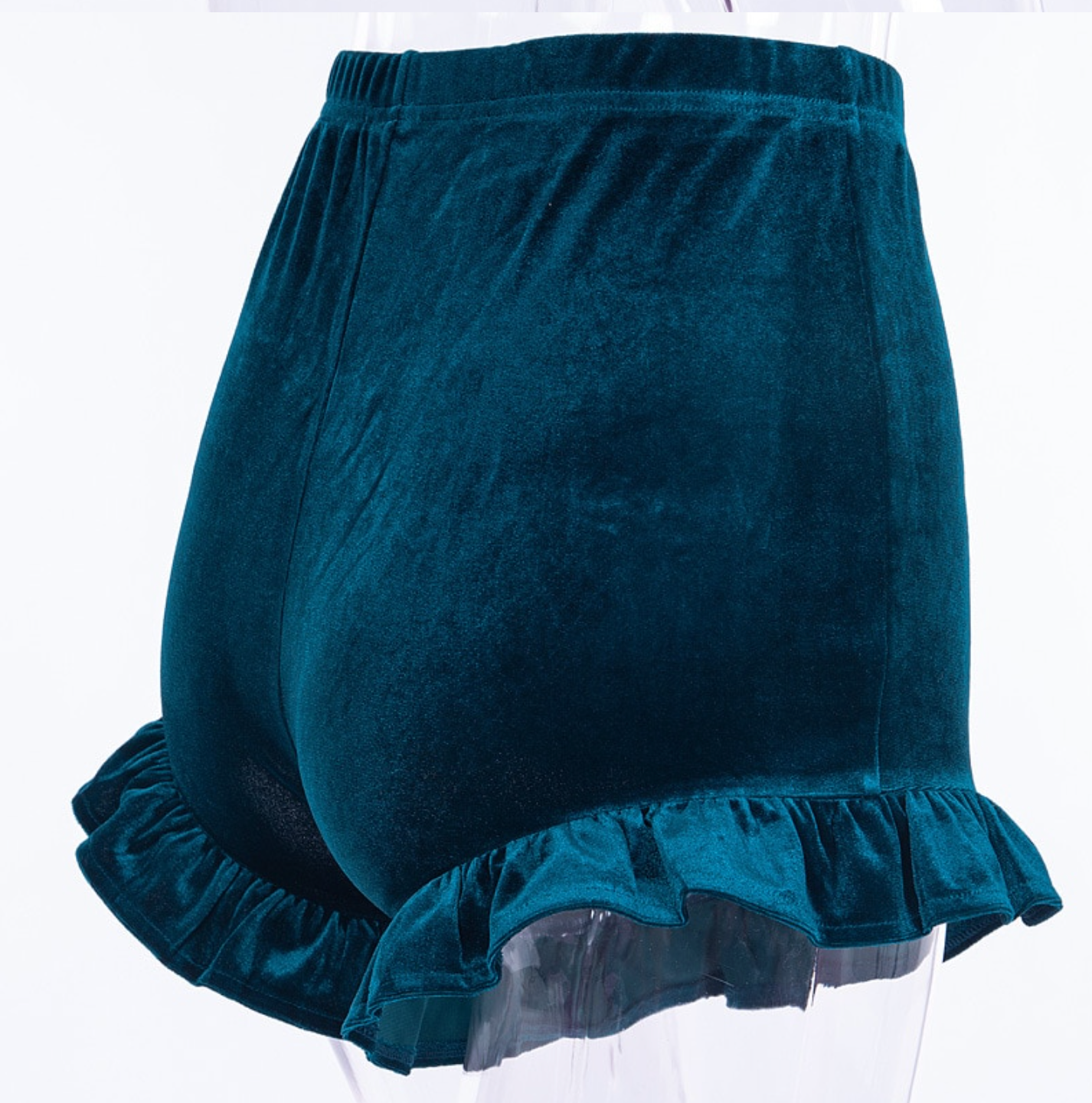 Velvet Short Shorts - Ruffle Trim Mini Shorts