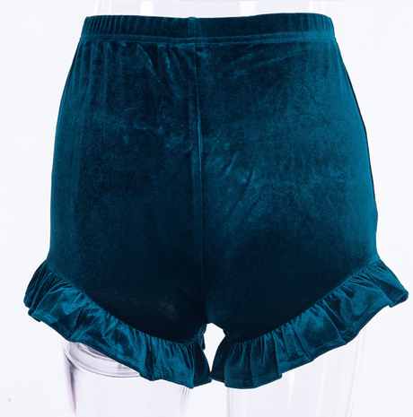 Velvet Short Shorts - Ruffle Trim Mini Shorts