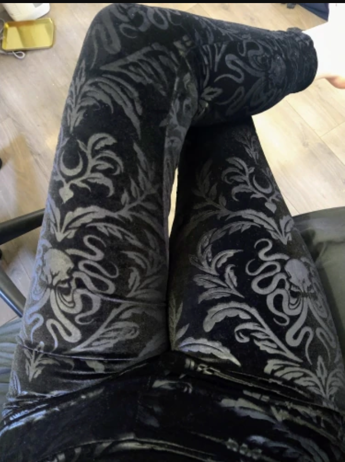 Gothic Velvet Black Leggings High Waist Pants