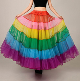 Rainbow Crinoline Pettiskirt Long Underskirt Mesh Tutu Dance Skirt