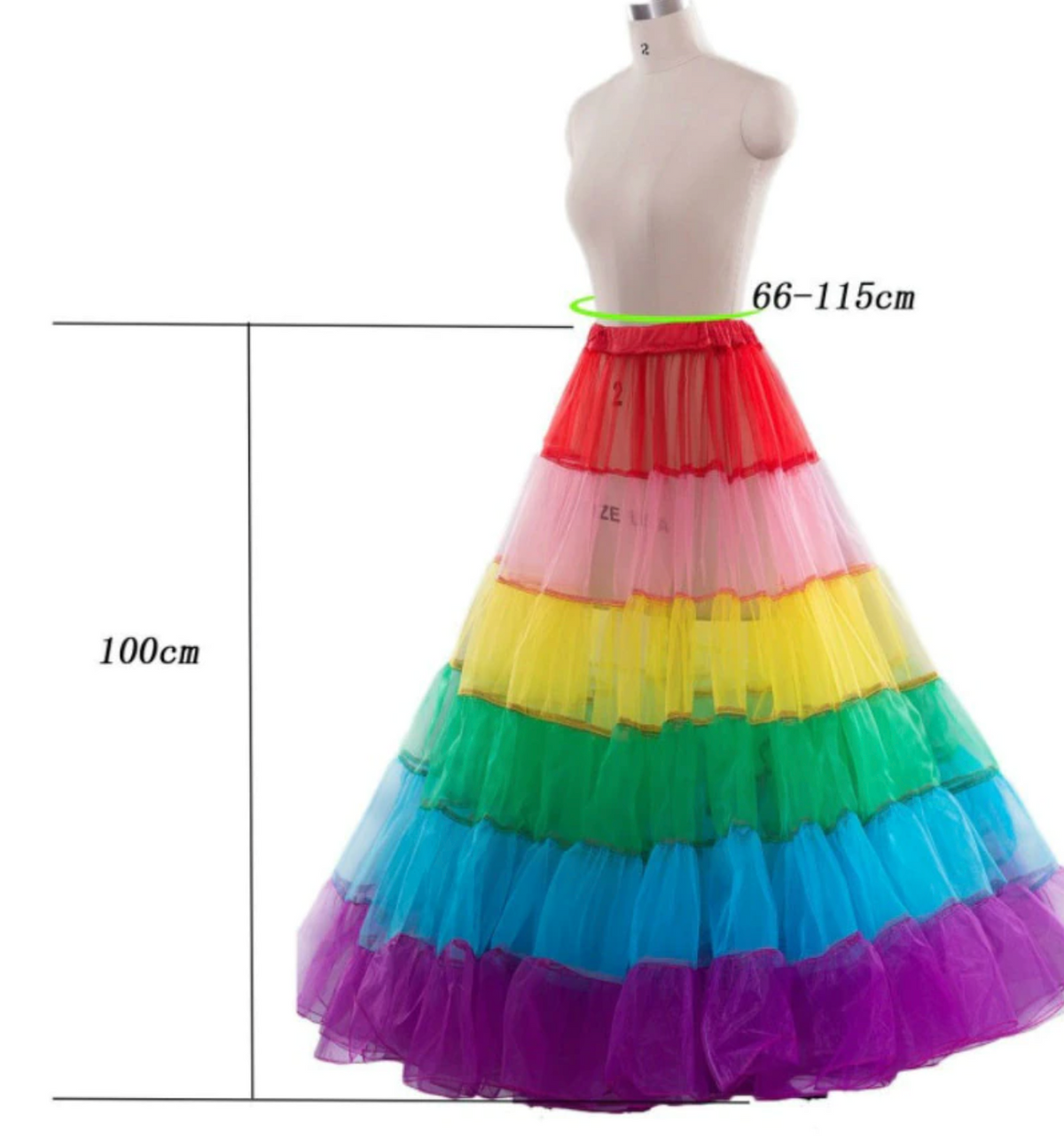 Rainbow Crinoline Pettiskirt Long Underskirt Mesh Tutu Dance Skirt