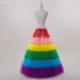 Rainbow Crinoline Pettiskirt Long Underskirt Mesh Tutu Dance Skirt