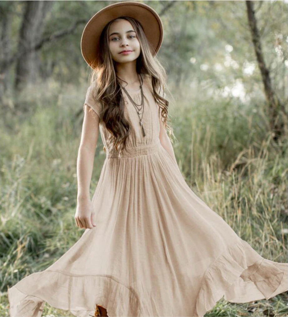 Girls Cotton Lace Boho Maxi Dresses 6 14y Woodland Gatherer AUST Shop