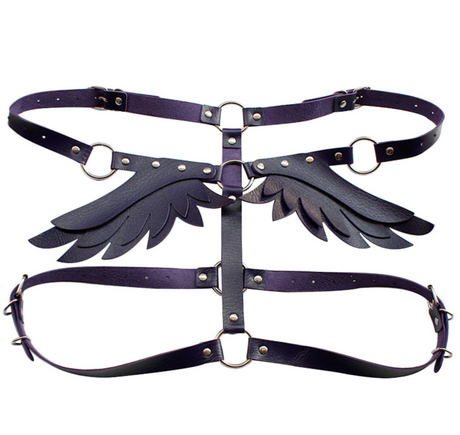 Angel Wing Leather Harness Cage Belts