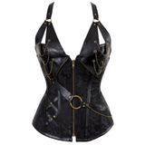 Steampunk Pirate Three-Piece Leather Costume Wench Shirt + Corset + Skirt