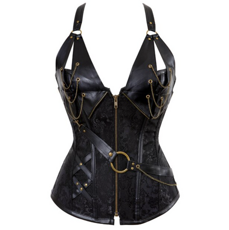 Steampunk Pirate Three-Piece Leather Costume Wench Shirt + Corset + Skirt