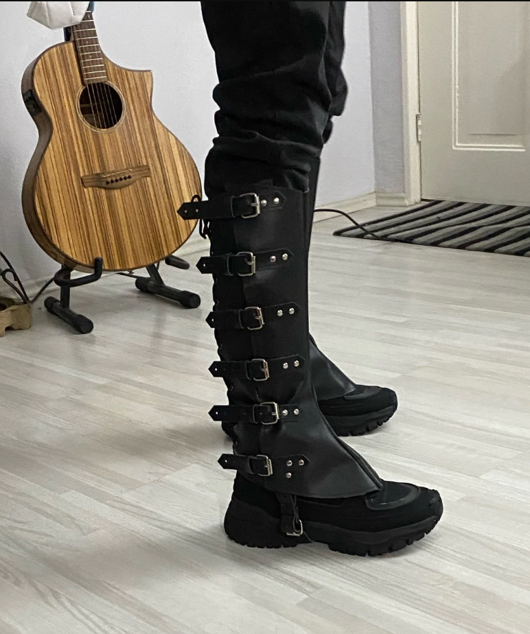 Medieval Armour Half Chaps Lace Up Buckle Shoes Boots Covers Men Women LARP