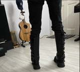 Medieval Armour Half Chaps Lace Up Buckle Shoes Boots Covers Men Women LARP
