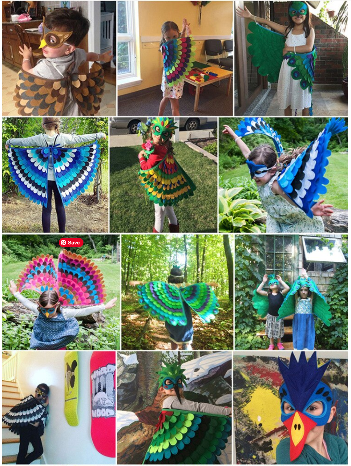 Large Felt Bird Wings and Masks Book Week Costumes Dress Up