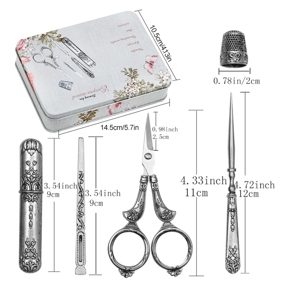 15Pcs Vintage Sewing Tools Kit
