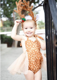 Christmas Baby Girl Deer Costume Antlers Headband Set