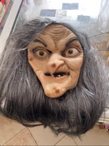 Scary Old Witch Mask Latex with Hair