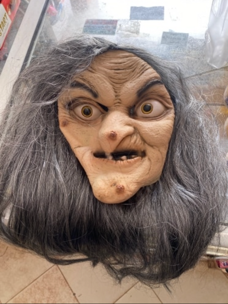 Scary Old Witch Mask Latex with Hair