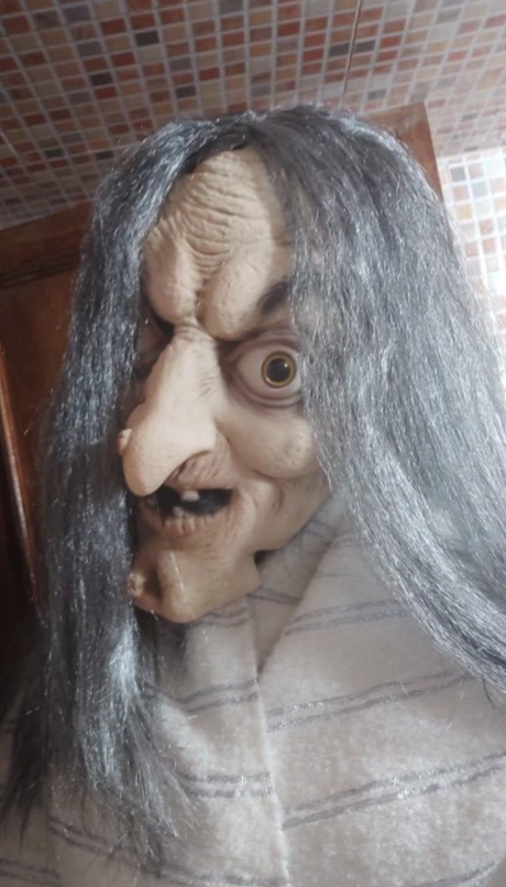 Scary Old Witch Mask Latex with Hair
