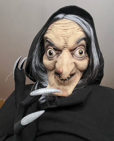 Scary Old Witch Mask Latex with Hair