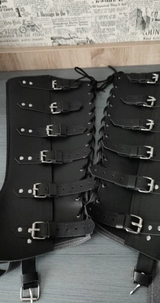 Medieval Armour Half Chaps Lace Up Buckle Shoes Boots Covers Men Women LARP