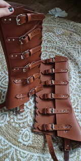 Medieval Armour Half Chaps Lace Up Buckle Shoes Boots Covers Men Women LARP