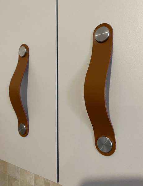Brass and Italian Vegetable Leather Cabinet Drawer Pulls Furniture Handles