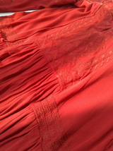 Shyla Boho Cotton Long Sleeve Red Dress