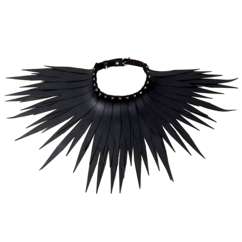 Long Tassel Choker Necklace Neo-Gothic PU Leather Collar