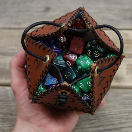 Luck Hoarder PU Leather Polygonal Drawstring Dice Bag