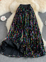Cyber Queen Sparkly Sequins Maxi Skirt