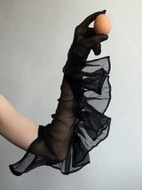 Sheer Ruffles Long Gloves