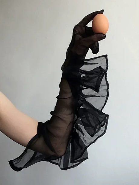 Sheer Ruffles Long Gloves