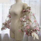 Spring Flowers Removable Puff Sleeves