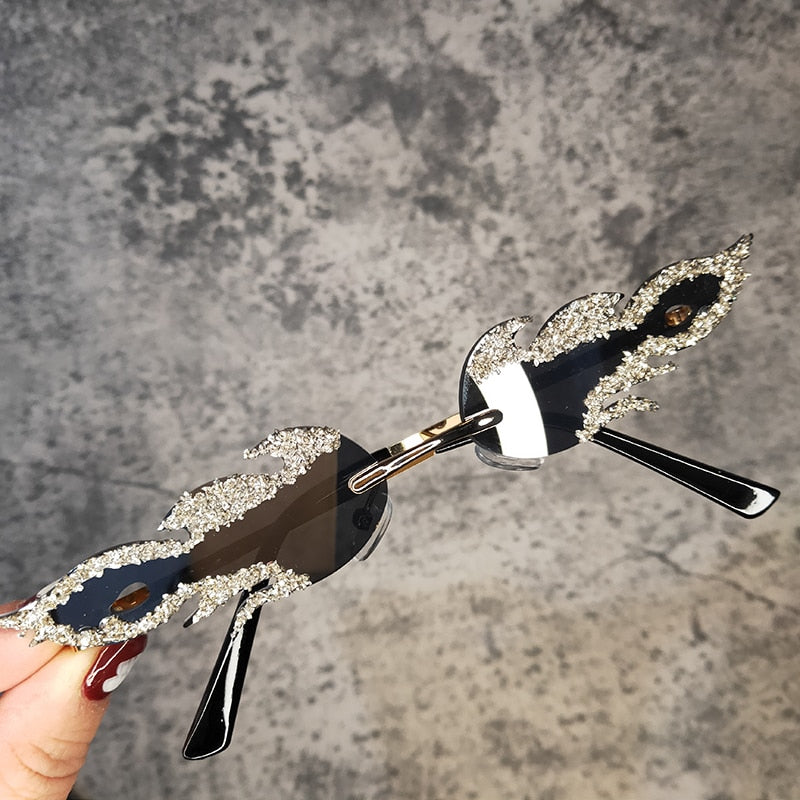 Dripping in Frosting Oval Rimless Rhinestone Sunglasses