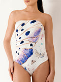 White Dragonfly Glam Prints Bathing Suit and Matching Sarong