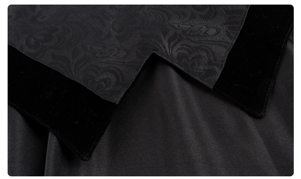 Red or Black Floor Length High Collar Cape