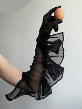 Sheer Ruffles Long Gloves