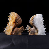 Squirrel Figurine Crystal Stone Clear Quartz Cluster