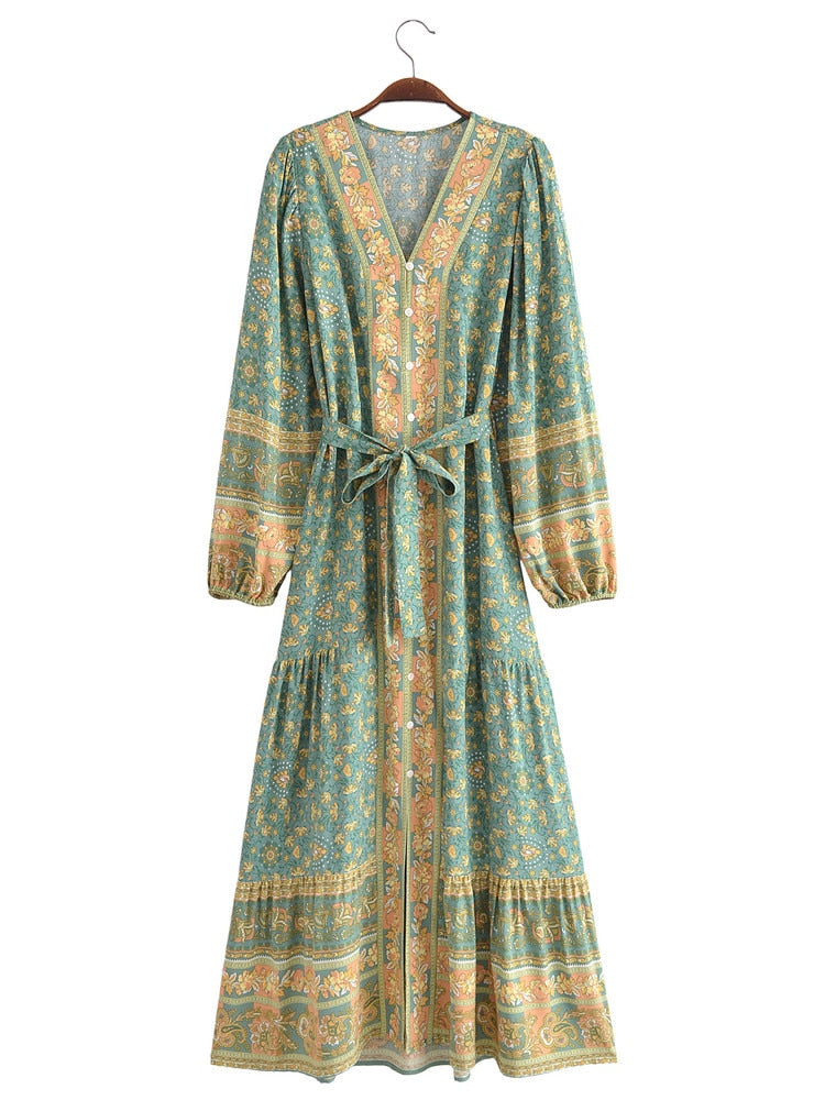 River Moss Boho Maxi Dress