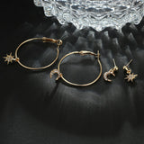 Lovely Star Moon Rhinestone Drop Earrings Set