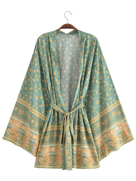 River Moss Boho Short Kimono