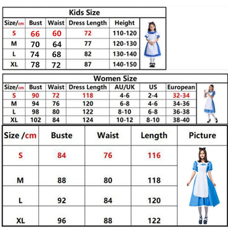 Alice In Wonderland Costume Adult Kids Cosplay