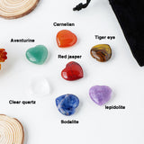 Set of Seven Chakra Heart Shape Crystal Healing Gemstones