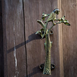 Parrot in a Tree Brass Door Pull Handmade Hardware