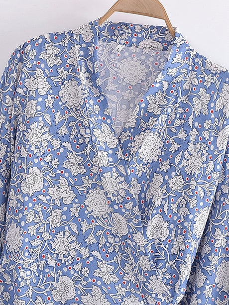Boho Vintage Floral Print Short Kimono Wrap Tops